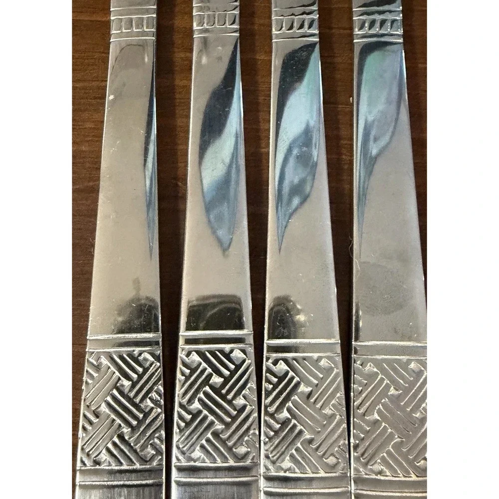 Mainstays Pierremont Stainless Steel Dinner Knives Set of 4 Basketweave